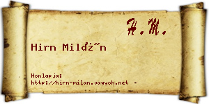 Hirn Milán névjegykártya