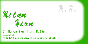milan hirn business card
